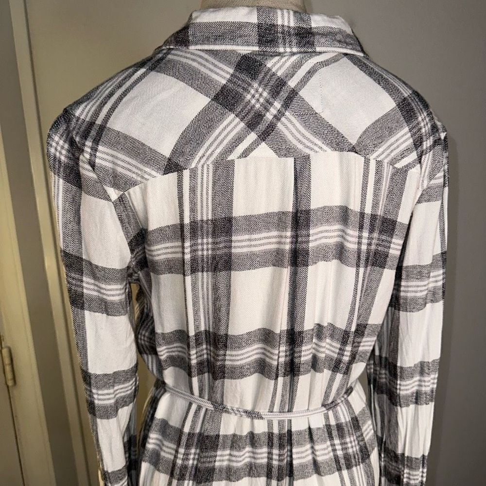 Rails M Nadine White Charcoal Plaid Button Front … - image 6